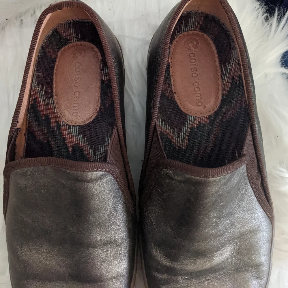 Corso Como Metallic Bronze Slip On Sneakers 9